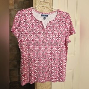 NWOT Karen Scott Women's Pink Patterned Top - Size XL